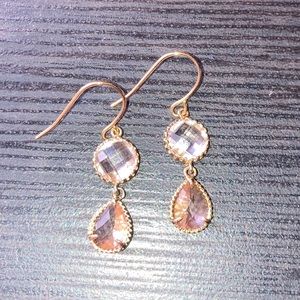 Rose Gold Light Blush Pink Crystal Earrings